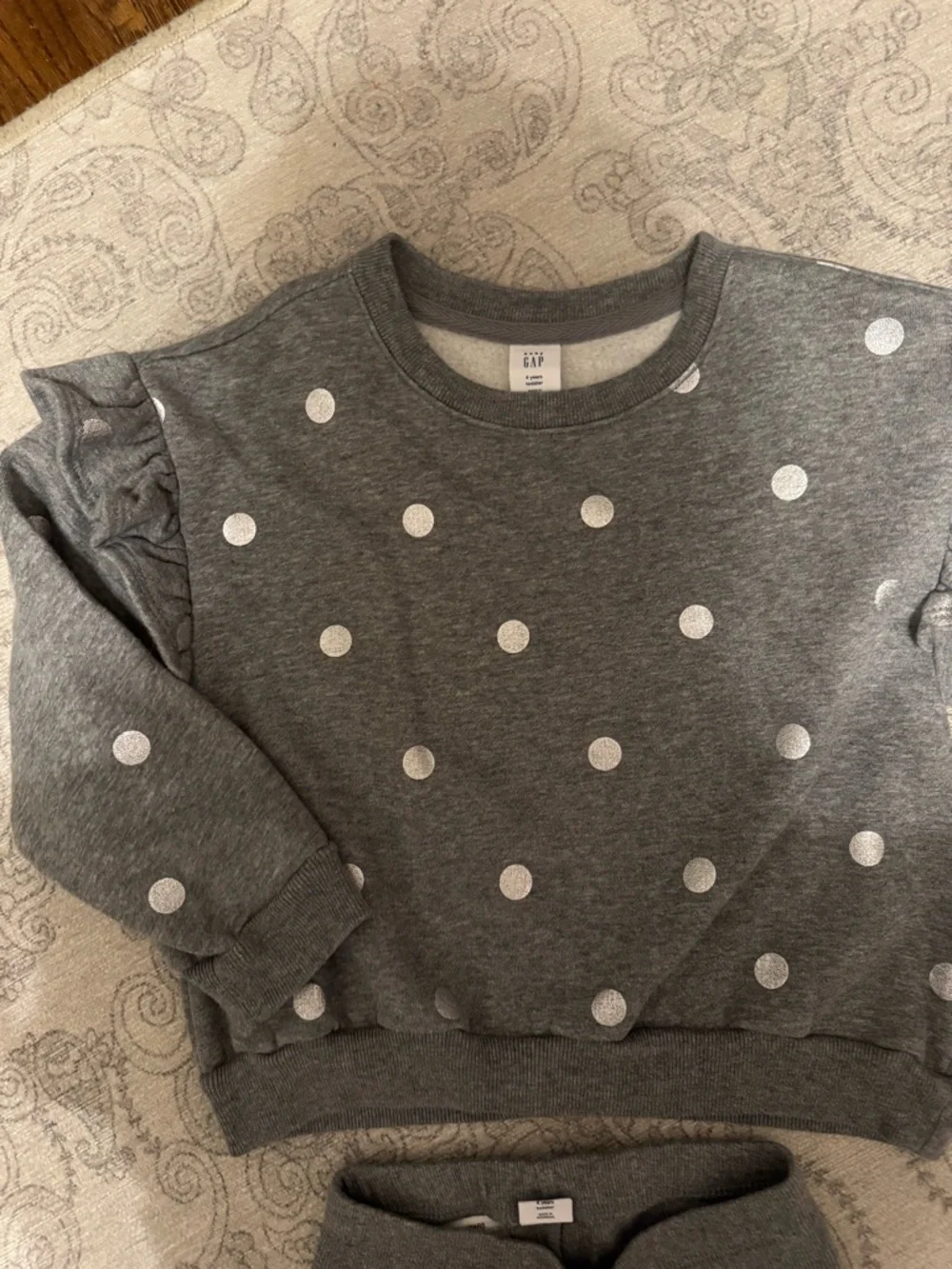 Baby Gap Gray Polka Dot Ruffle Sweatshirt & Leggings Set - Picture 3 of 6